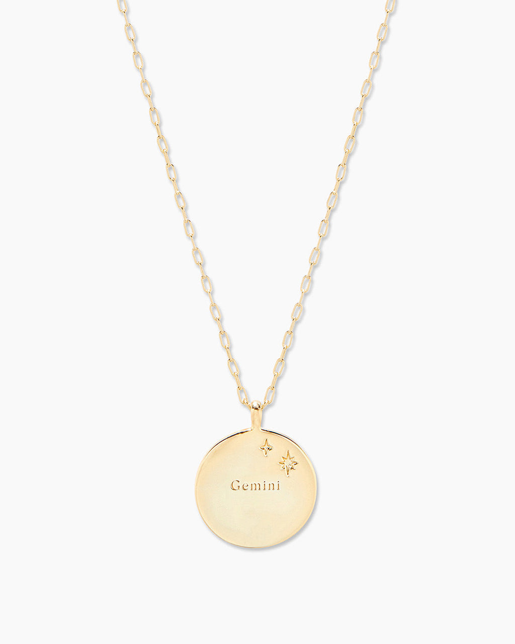 Zodiac Necklace - Gemini, Astrology Coin Necklace, Gemini Necklace || option::18K Gold Plated, Gemini