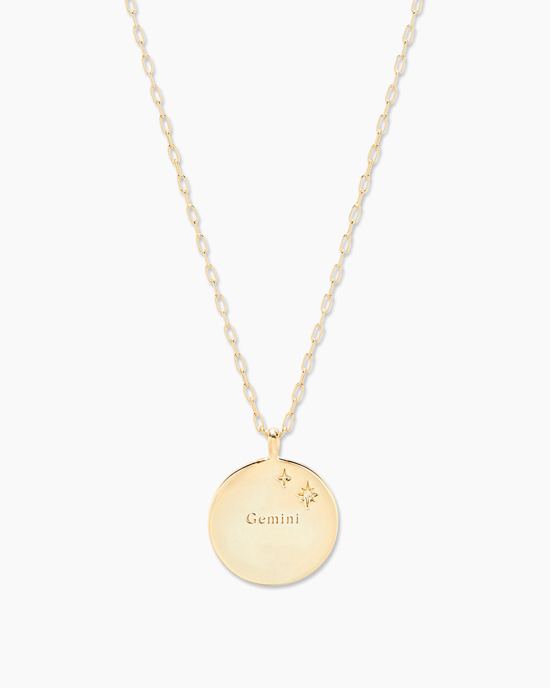 Zodiac Necklace - Gemini, Astrology Coin Necklace, Gemini Necklace || option::18K Gold Plated, Gemini