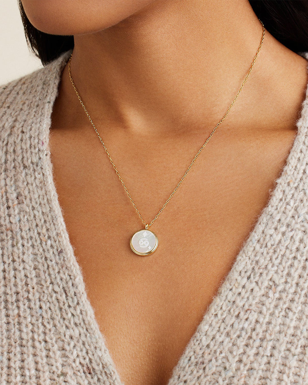 Zodiac Necklace - Cancer, Astrology Coin Necklace, Cancer Necklace || option::18K Gold Plated, Cancer