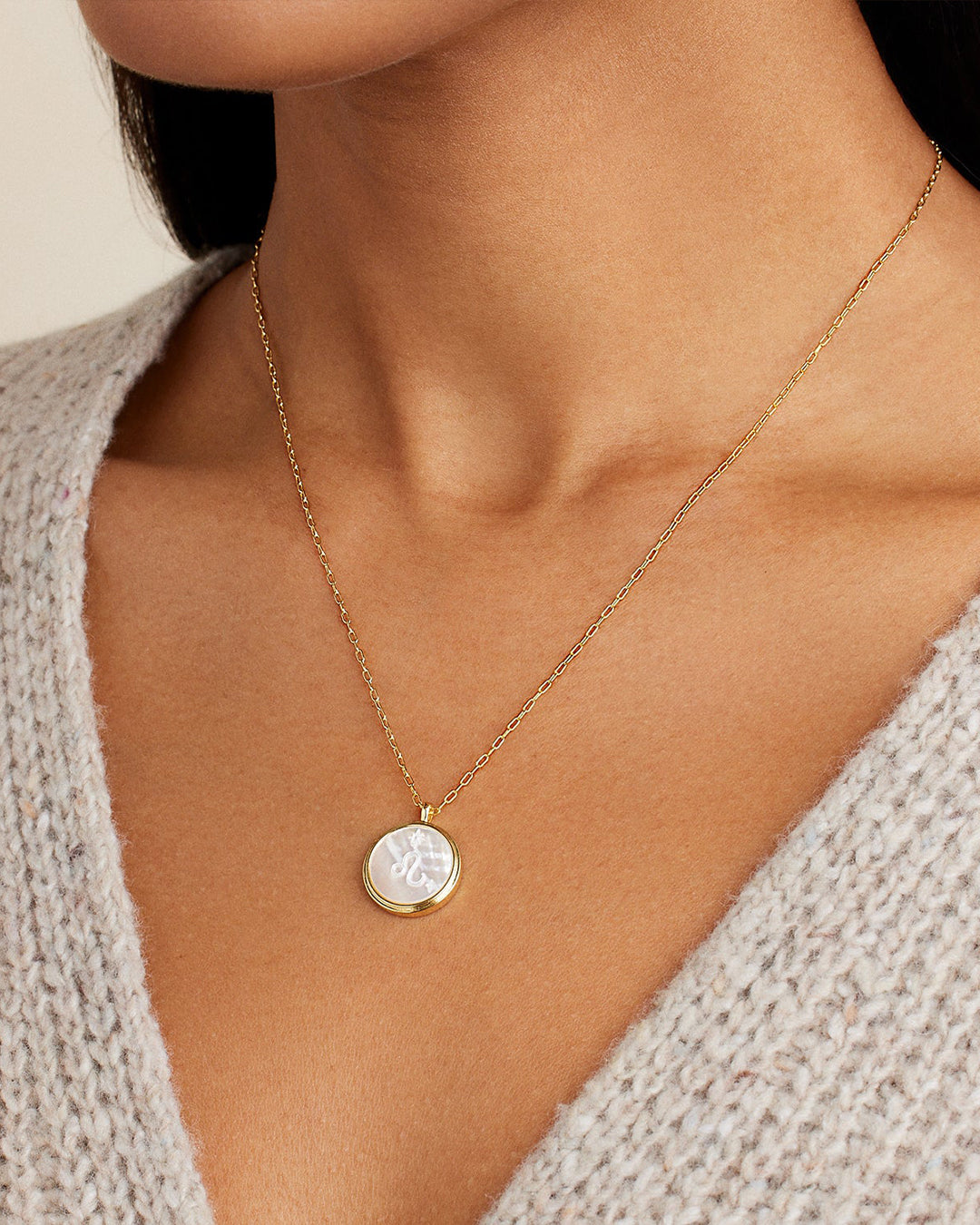 Zodiac Necklace - Leo, Astrology Coin Necklace, Leo Necklace || option::18K Gold Plated, Leo