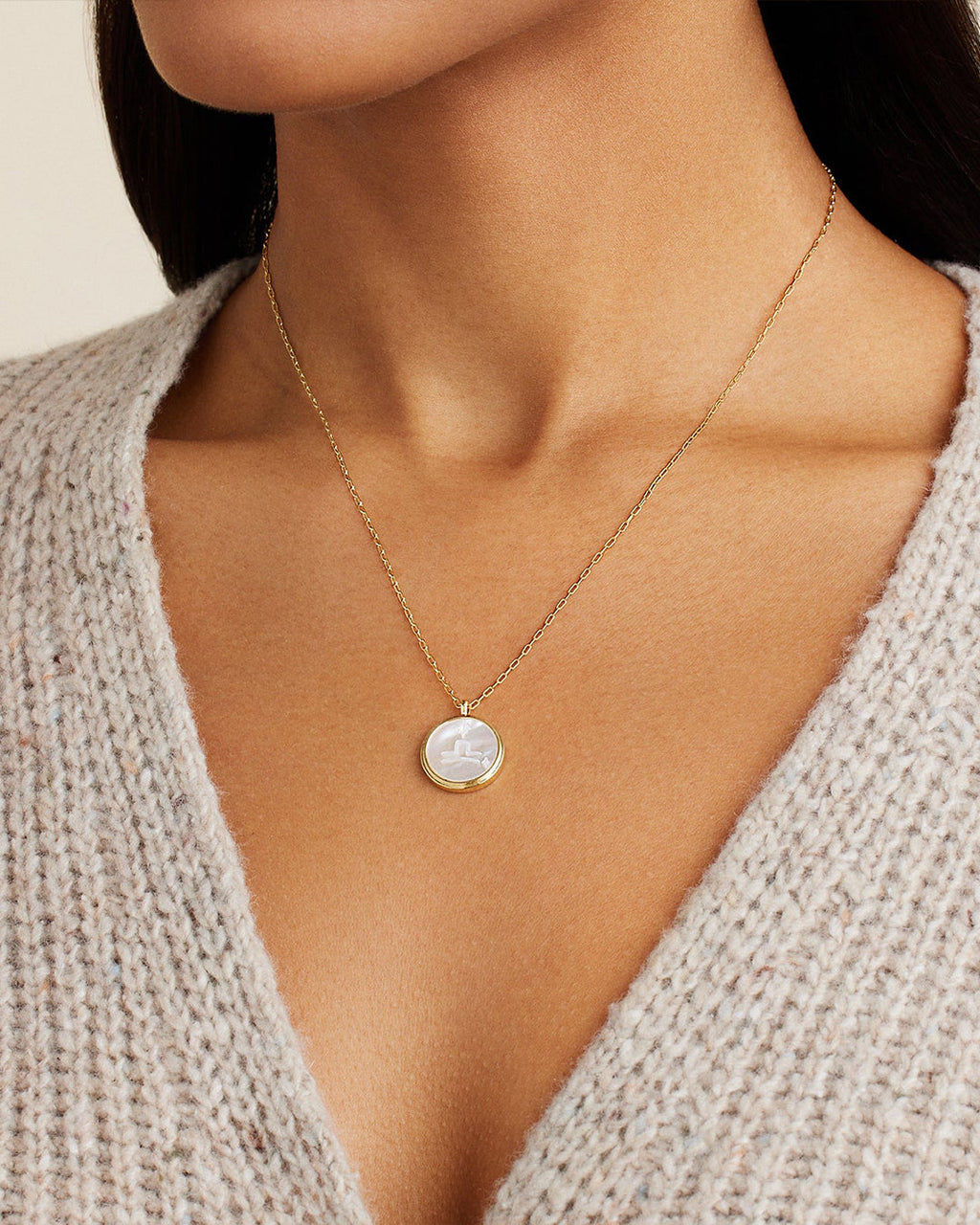 Zodiac Necklace - Libra, Astrology Coin Necklace, Libra Necklace || option::18K Gold Plated, Libra