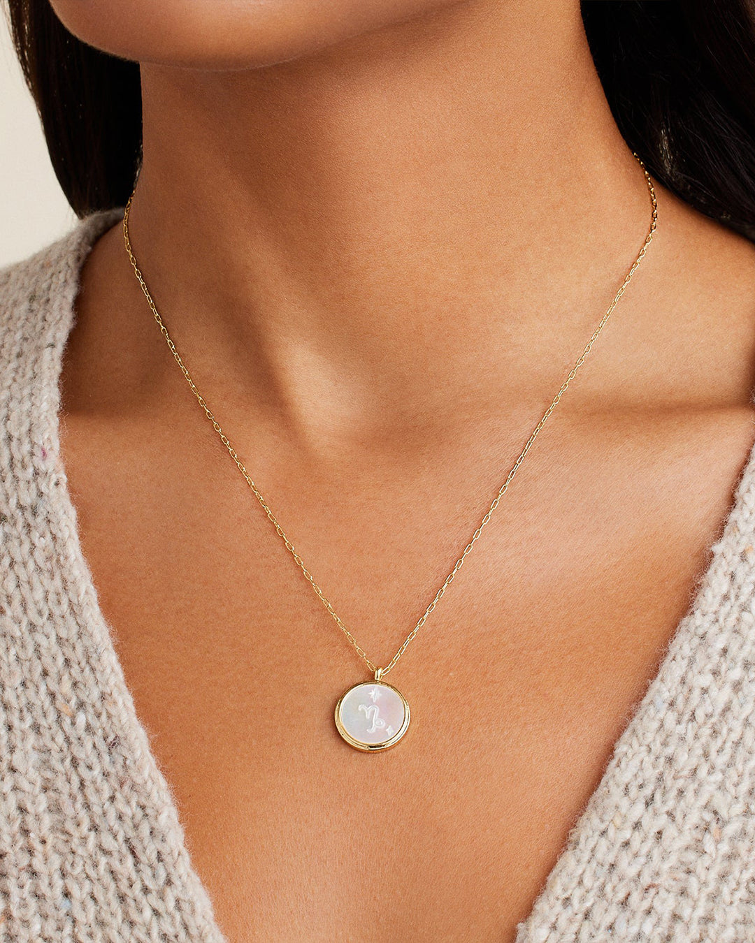 Zodiac Necklace -Capricorn, Astrology Coin Necklace, Capricorn Necklace || option::18K Gold Plated,Capricorn