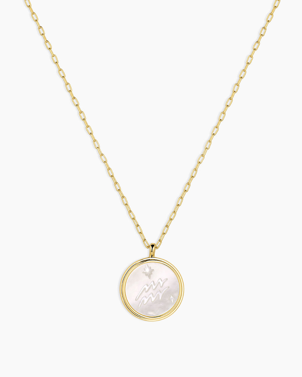 Zodiac Necklace - Aquarius, Astrology Coin Necklace, Aquarius Necklace || option::18K Gold Plated, Aquarius
