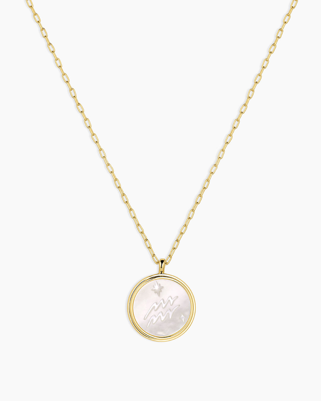 Zodiac Necklace - Aquarius, Astrology Coin Necklace, Aquarius Necklace || option::18K Gold Plated, Aquarius