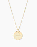 Zodiac Necklace - Aquarius, Astrology Coin Necklace, Aquarius Necklace || option::18K Gold Plated, Aquarius