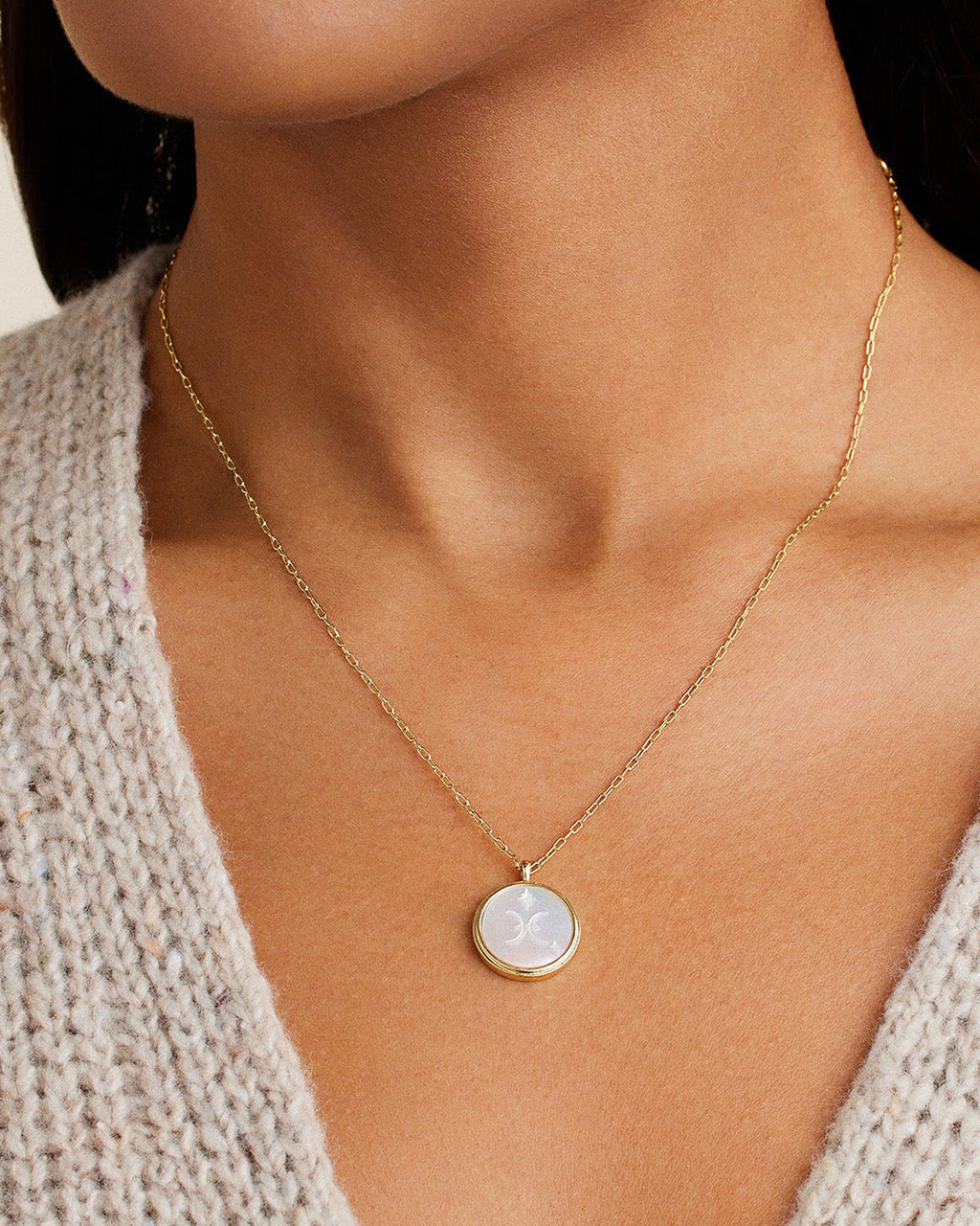 Zodiac Necklace - Pisces, Astrology Coin Necklace, Pisces Necklace || option::18K Gold Plated, Pisces