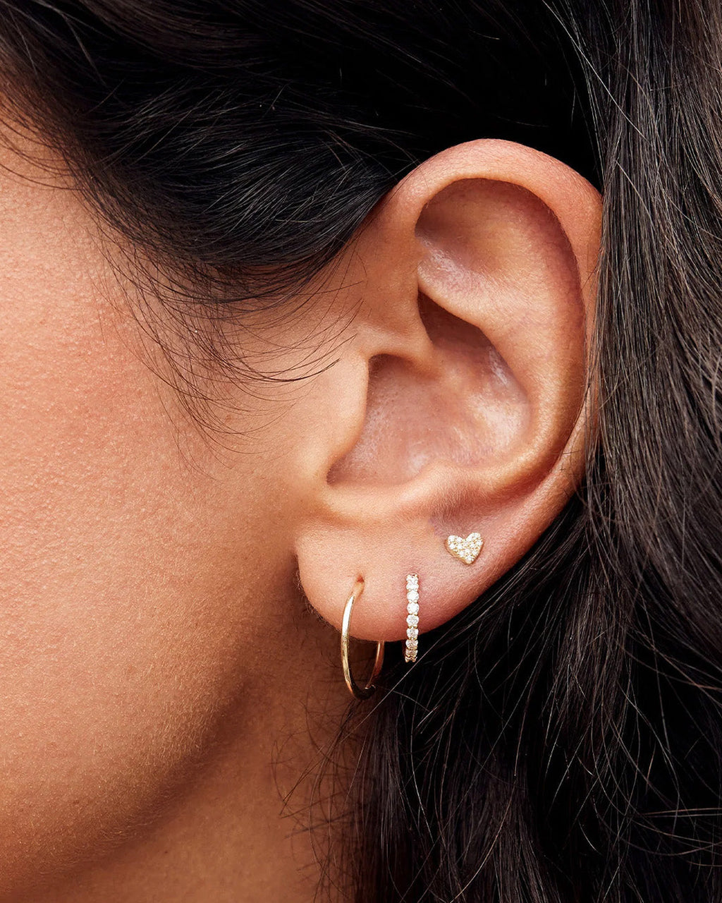 Diamond Pave Heart Stud || option::14K Solid Gold