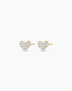 Diamond Pave Heart Stud || option::14K Solid Gold