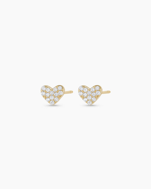 Diamond Pave Heart Stud || option::14K Solid Gold