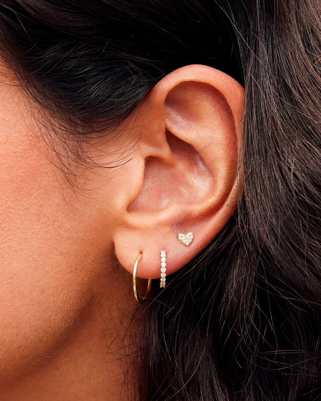 Diamond Pave Heart Stud || option::14K Solid Gold