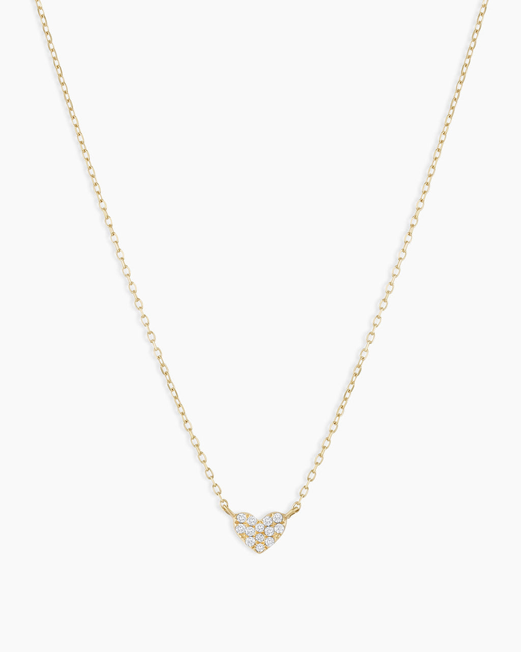 Diamond Pave Heart Charm Necklace || option::14K Solid Gold