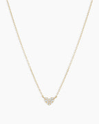 Diamond Pave Heart Charm Necklace || option::14K Solid Gold