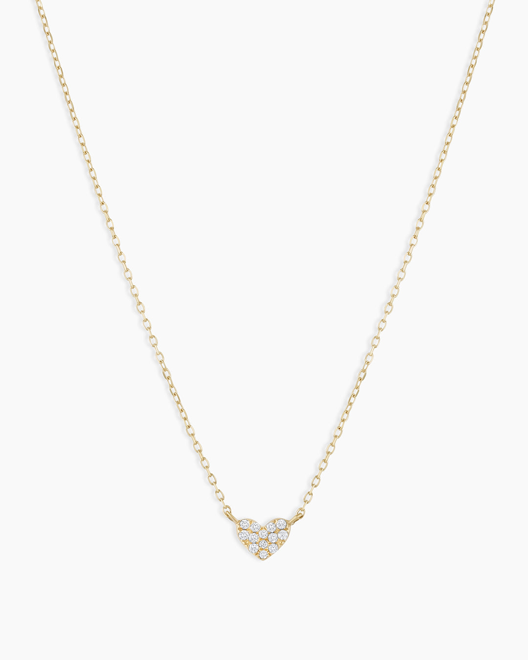 Diamond Pave Heart Charm Necklace || option::14K Solid Gold