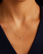 Diamond Pave Heart Charm Necklace || option::14K Solid White Gold