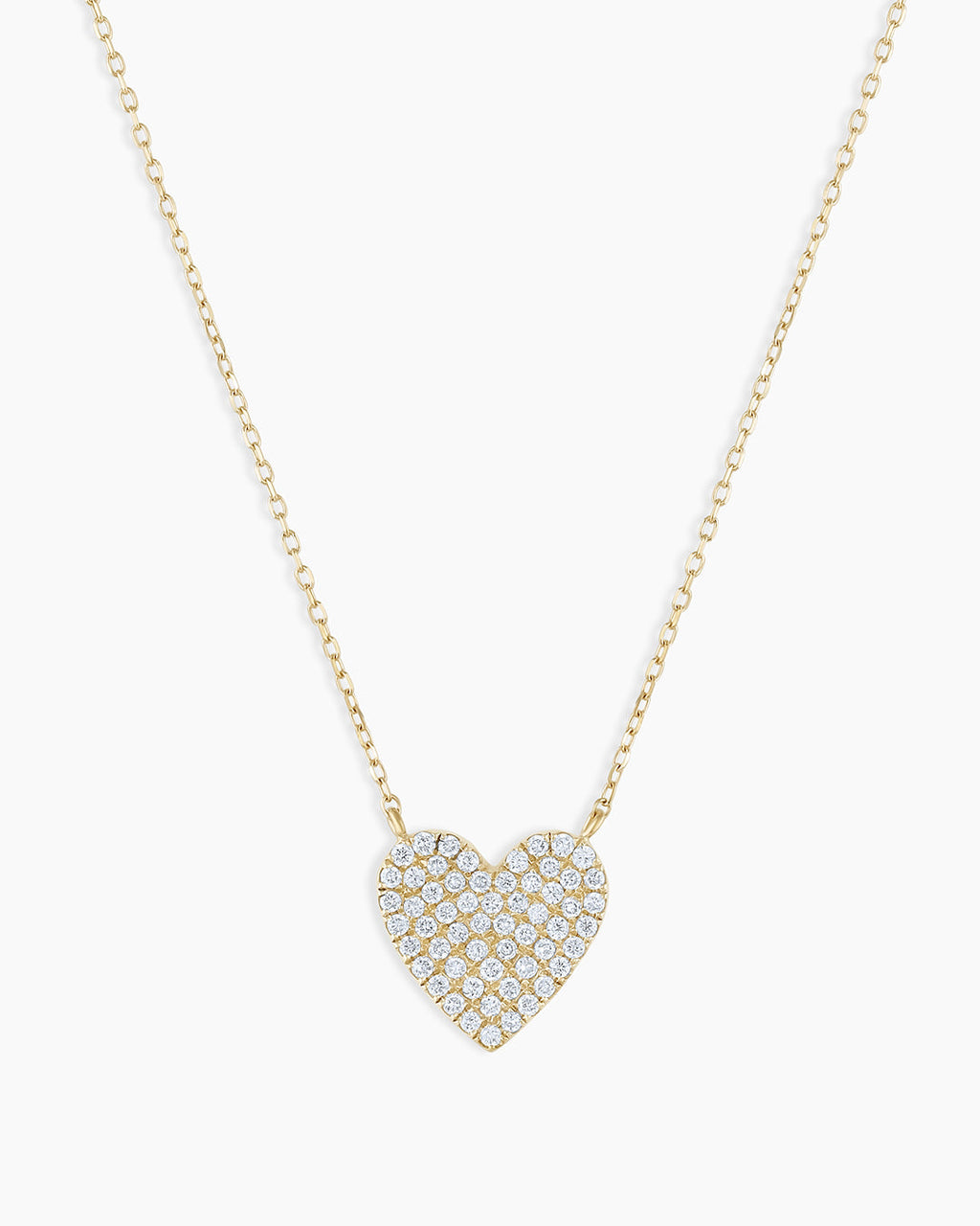 Diamond Pave Heart Necklace || option::14K Solid Gold
