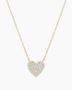 Diamond Pave Heart Necklace || option::14K Solid Gold