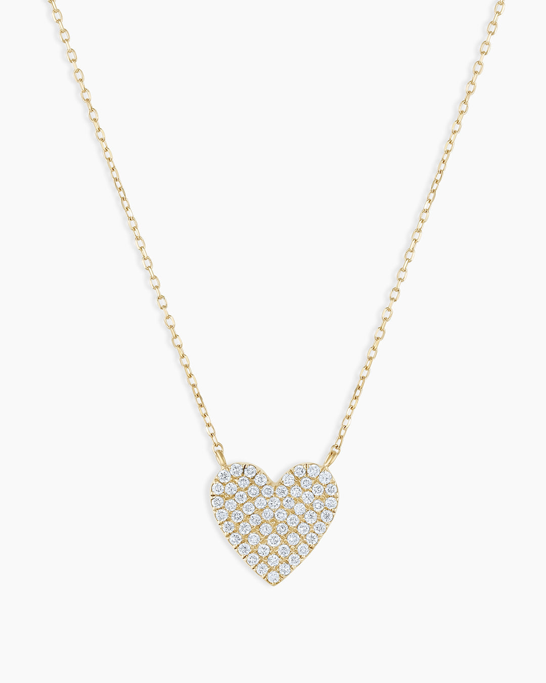 Diamond Pave Heart Necklace || option::14K Solid Gold