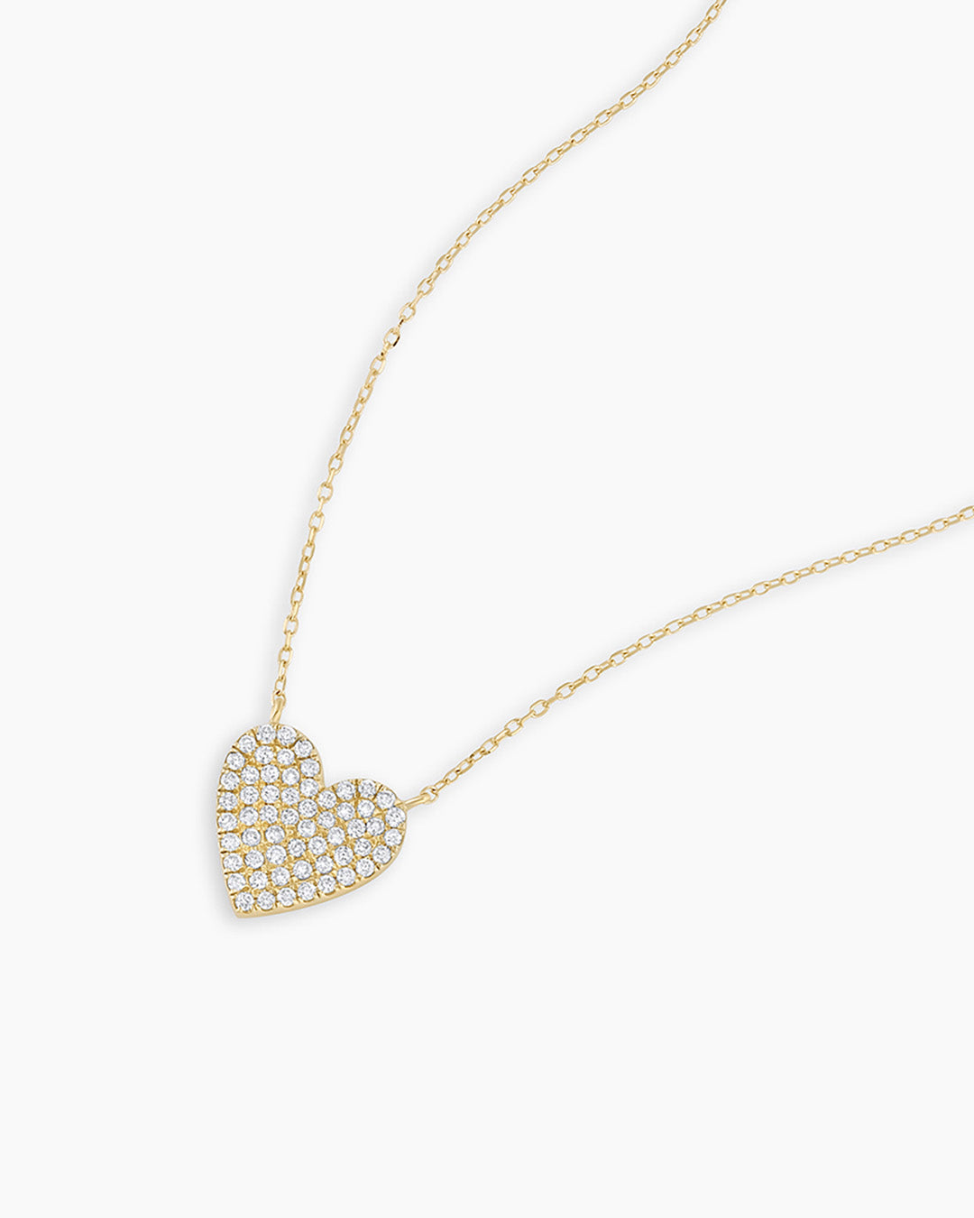 Diamond Pave Heart Necklace || option::14K Solid Gold