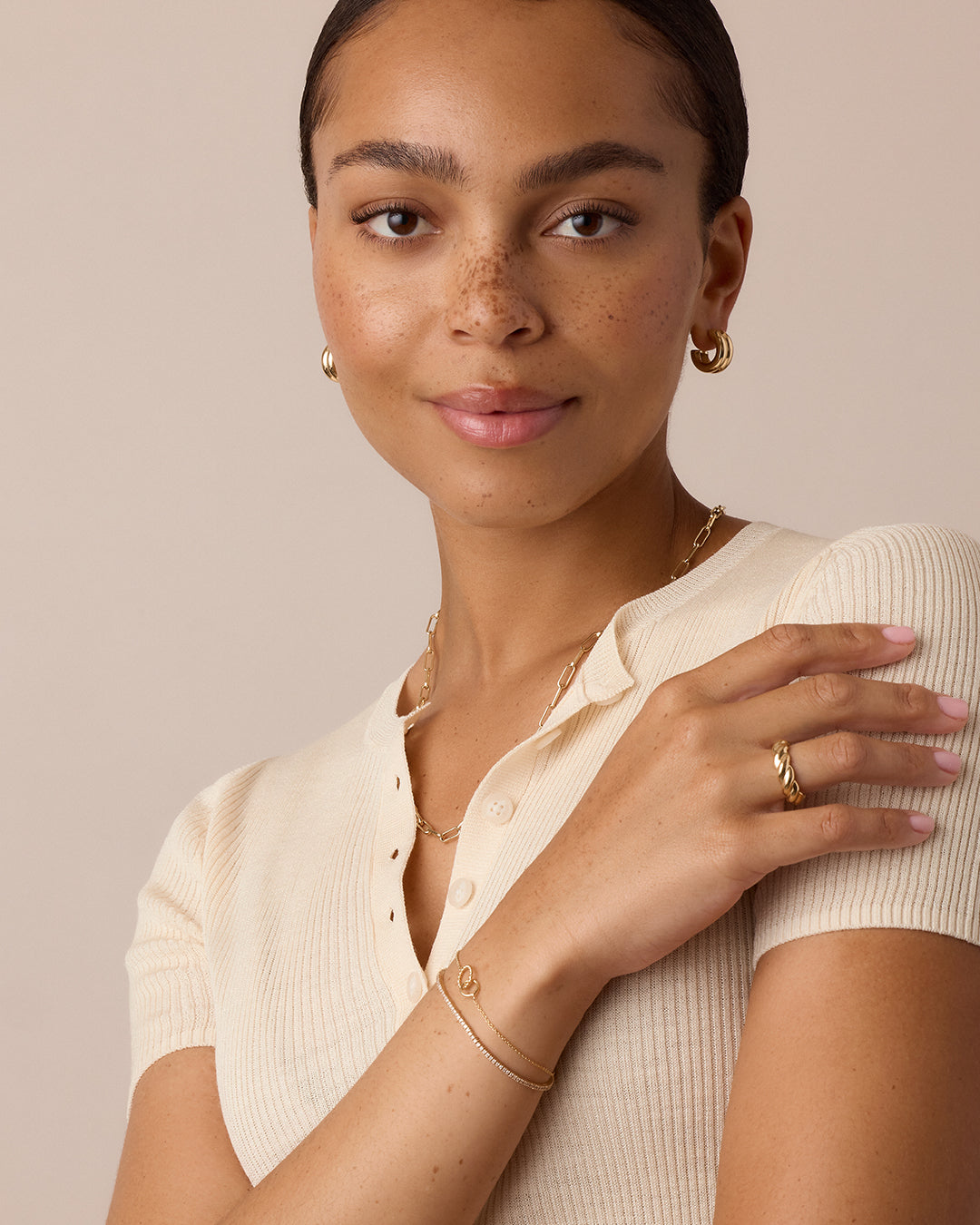 Crew Charm Bracelet link bracelet circle bracelet adjustable bracelet || option::18K Gold Plated