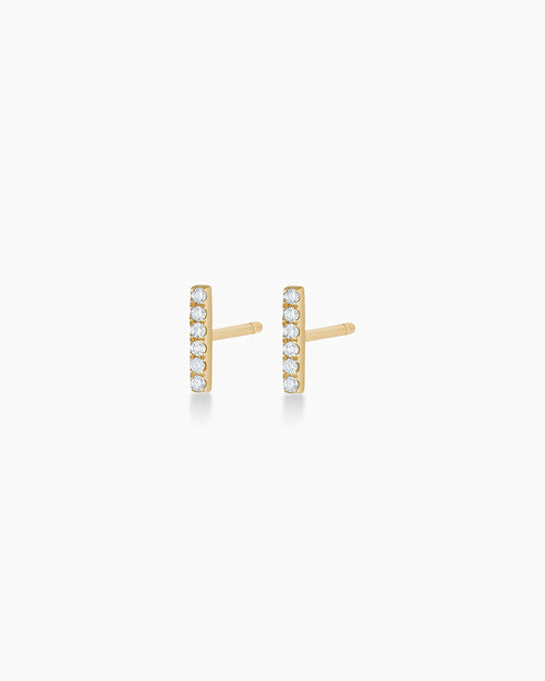 Diamond Bar Stud || option::14K Solid Gold