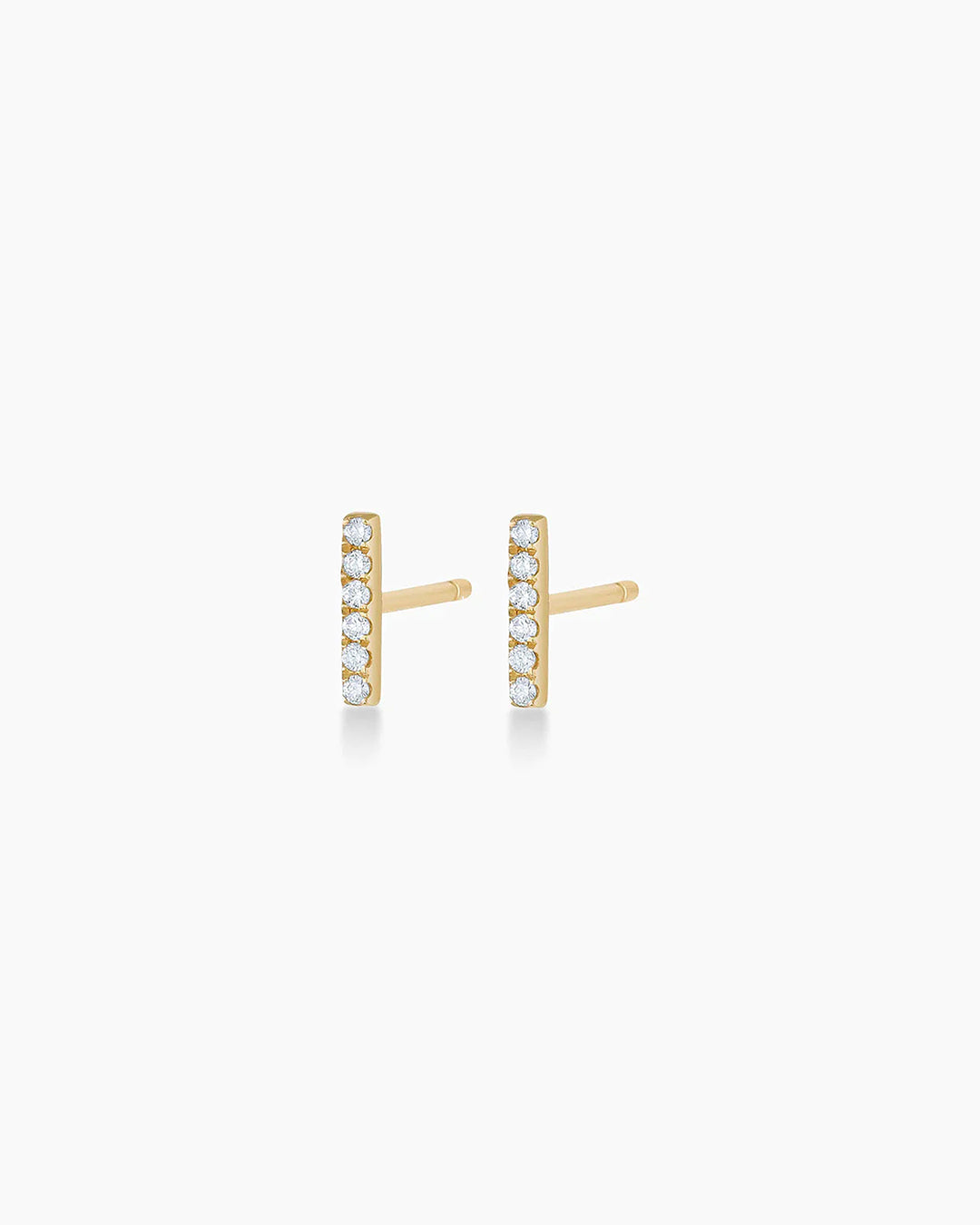 Diamond Bar Stud || option::14K Solid Gold