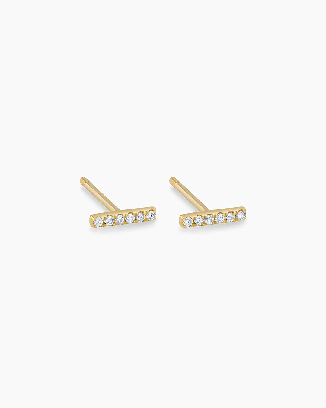 Diamond Bar Stud || option::14K Solid Gold