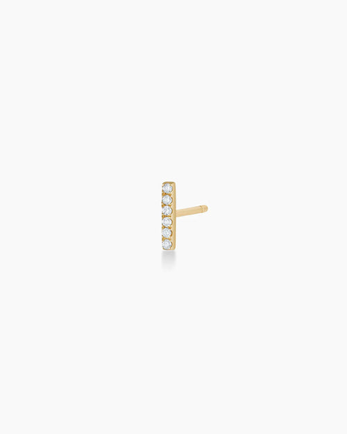 Diamond Bar Stud || option::14K Solid Gold
