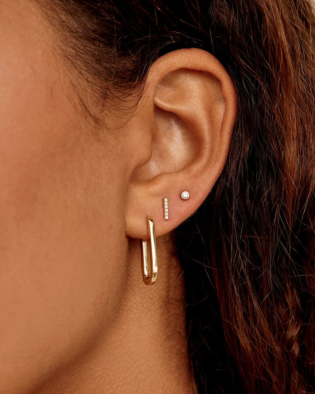 Diamond Bar Stud || option::14K Solid Gold