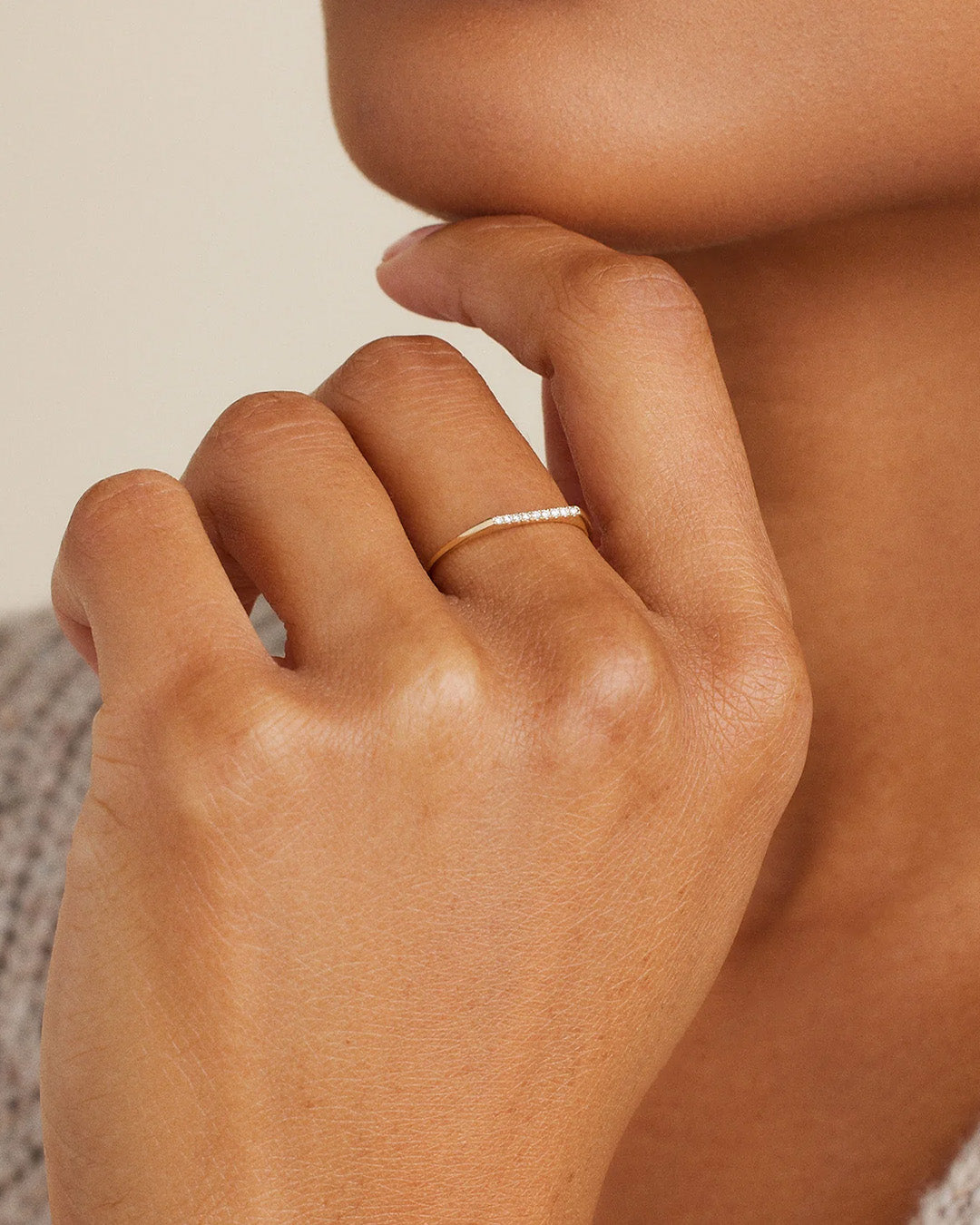 Diamond Bar Ring || option::14K Solid Gold