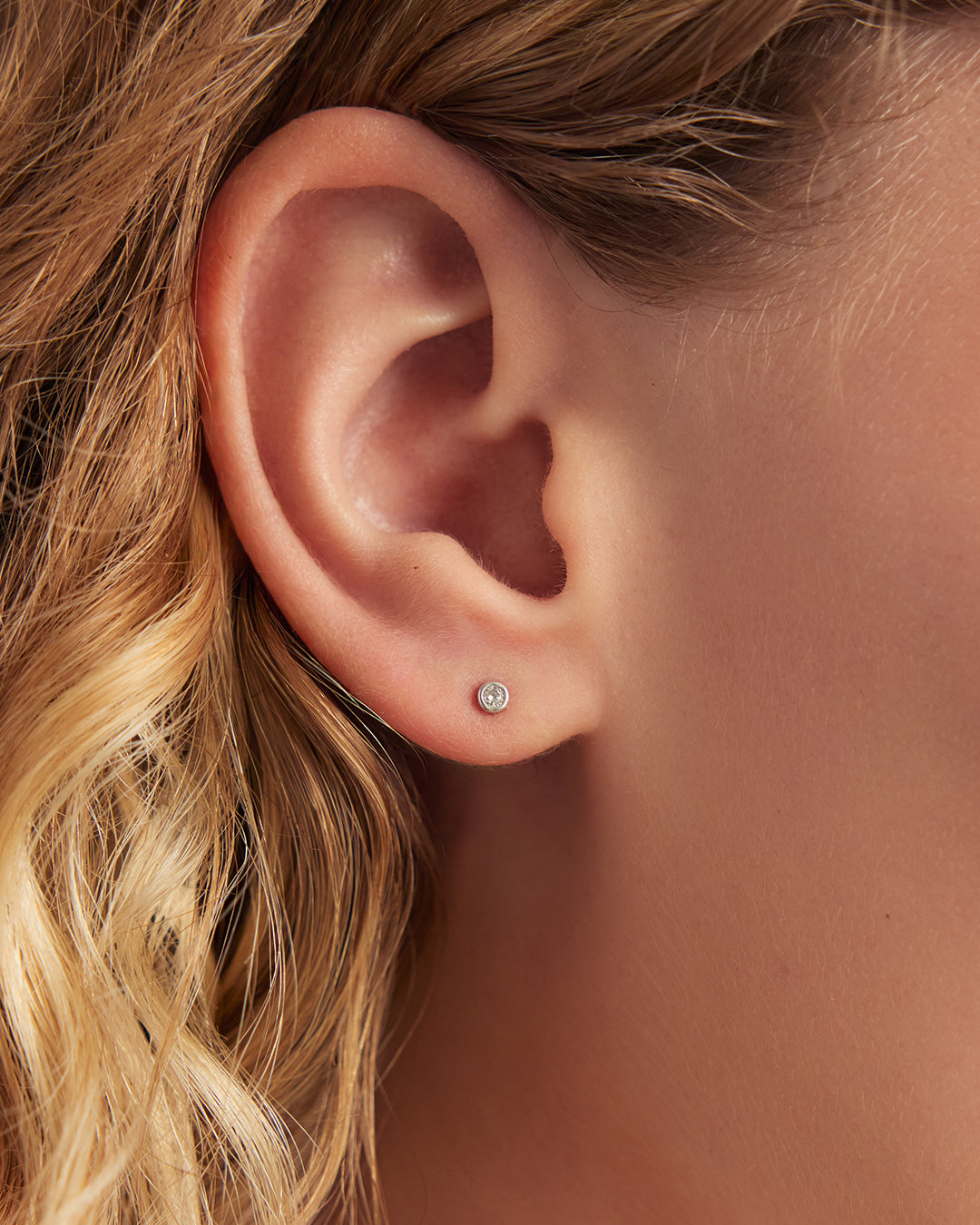Classic Diamond Studs || option::14K Solid White Gold