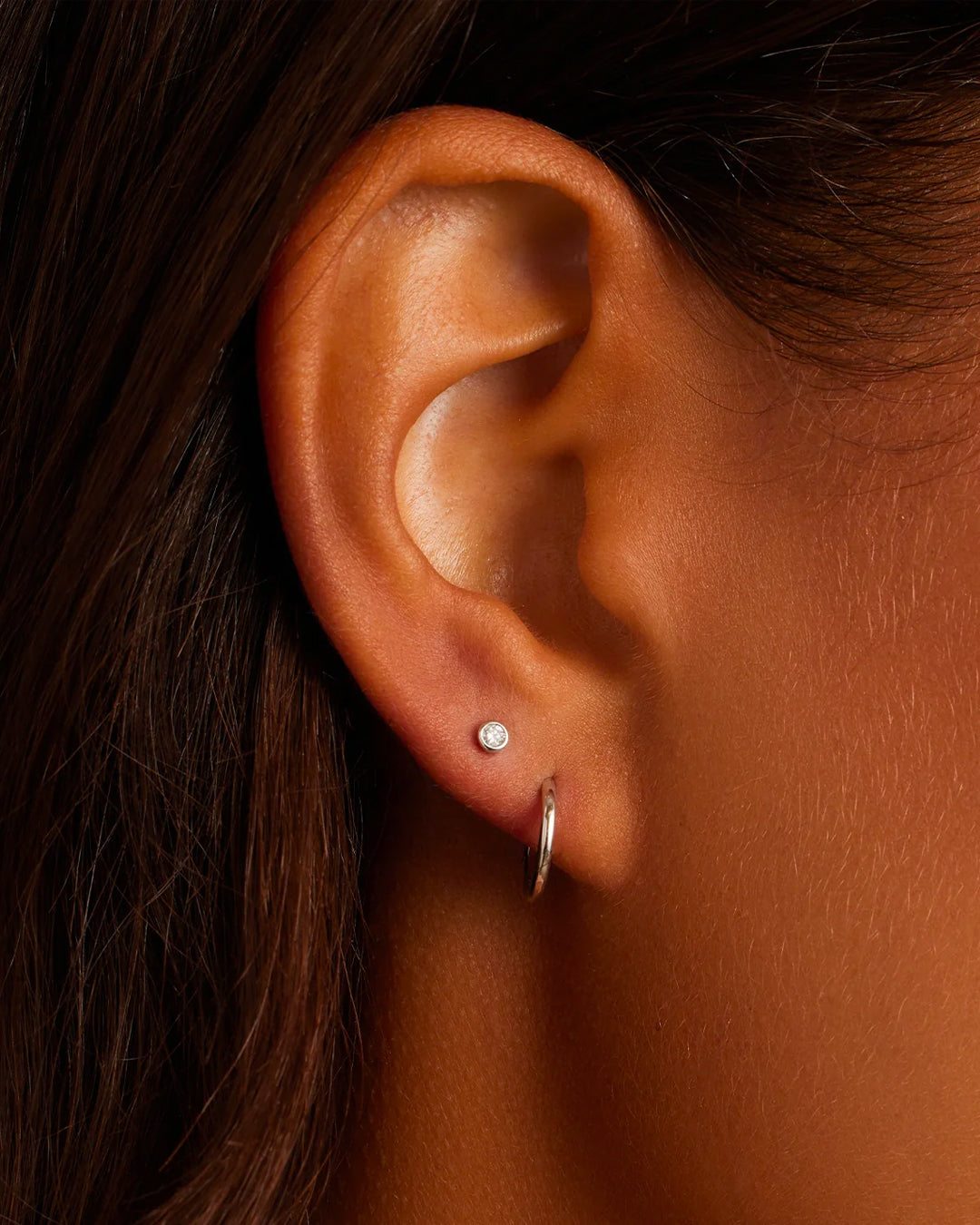 Classic Diamond Studs || option::14K Solid White Gold