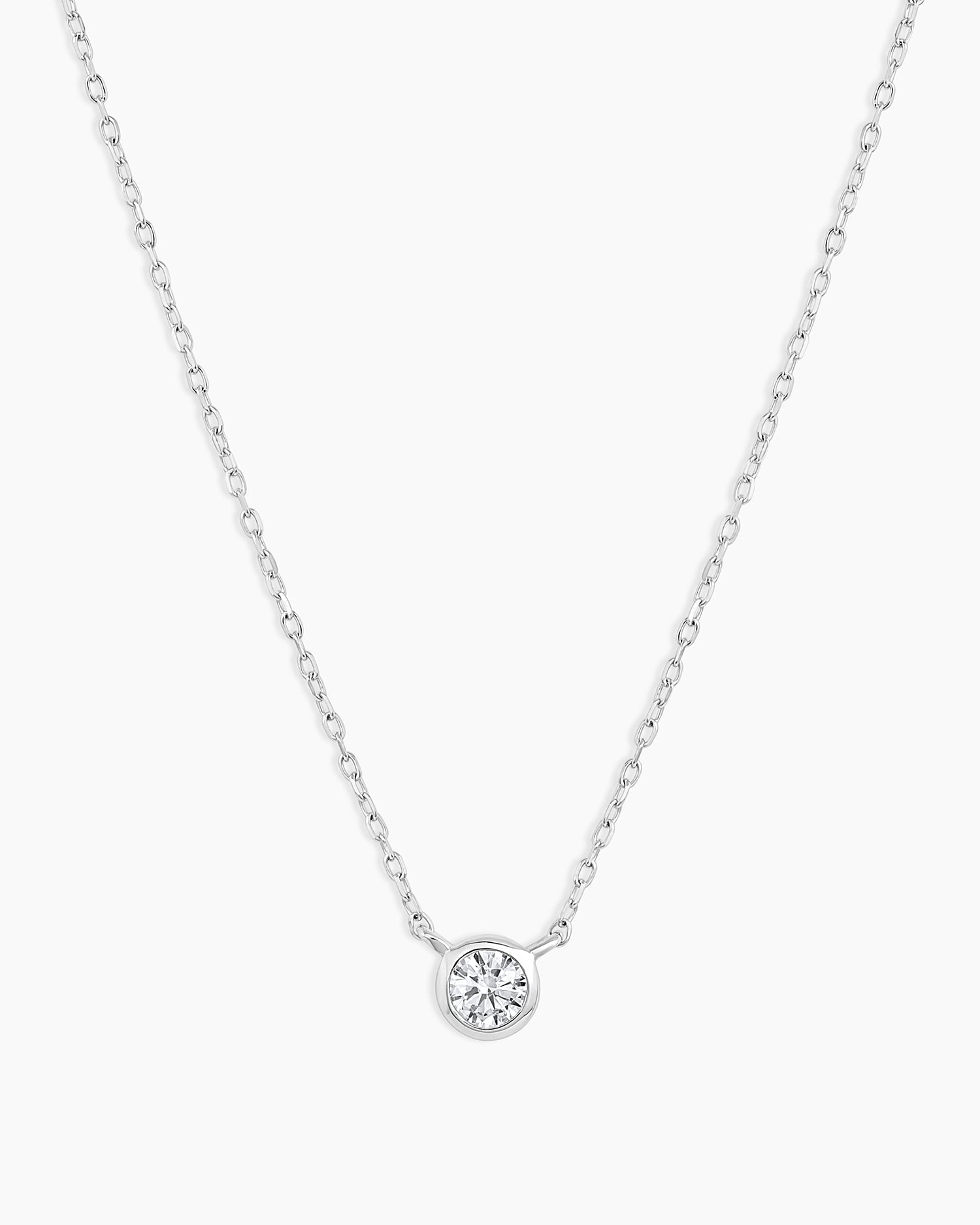 Classic Diamond Necklace || option::14K Solid White Gold
