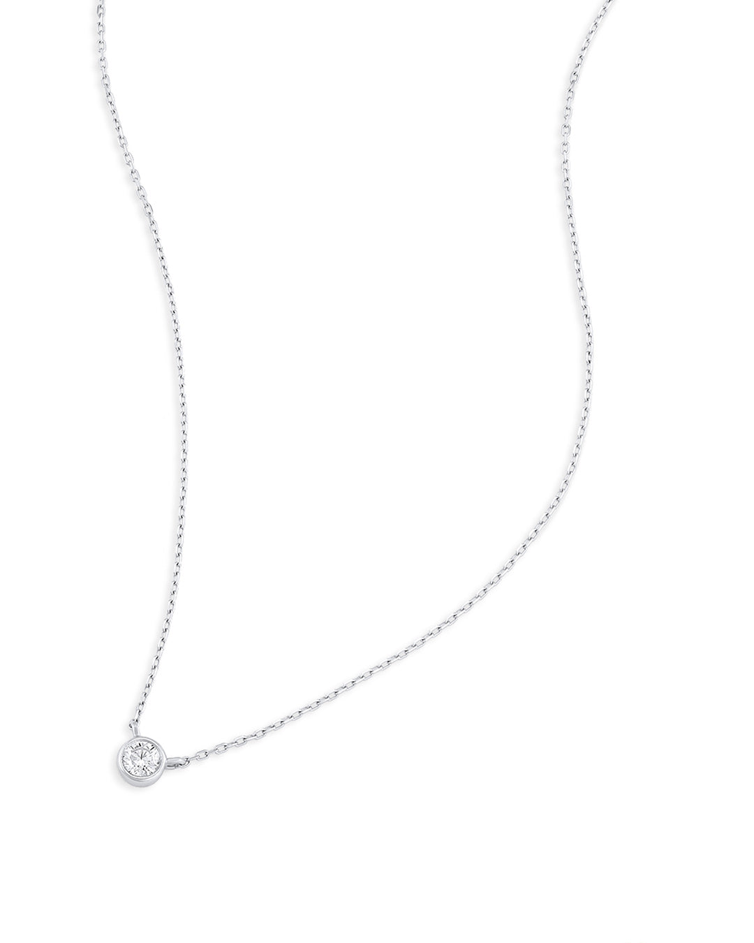 Classic Diamond Necklace || option::14K Solid White Gold