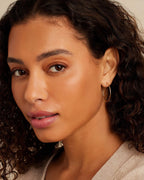 Woman wearing Classic Gold Hoop || option::14K Solid Gold, 30mm