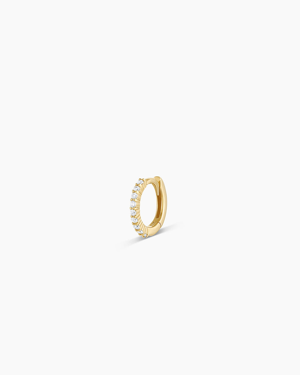 Diamond Pave 9 mm Huggie || option::14K Solid Gold, 9mm