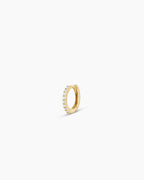 Diamond Pave 9 mm Huggie || option::14K Solid Gold, 9mm