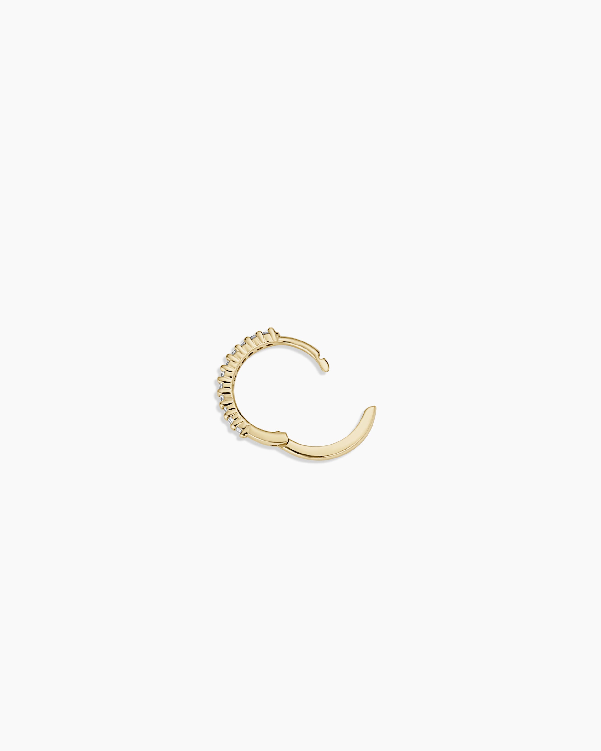 Diamond Pave 11 mm Huggie || option::14K Solid Gold, 11mm