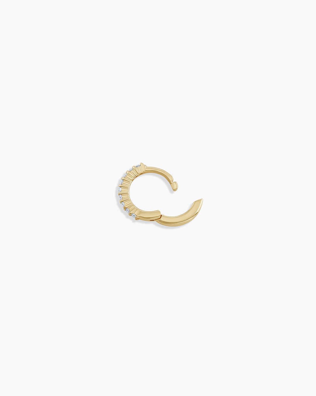 Diamond Pave 9 mm Huggie || option::14K Solid Gold, 9mm