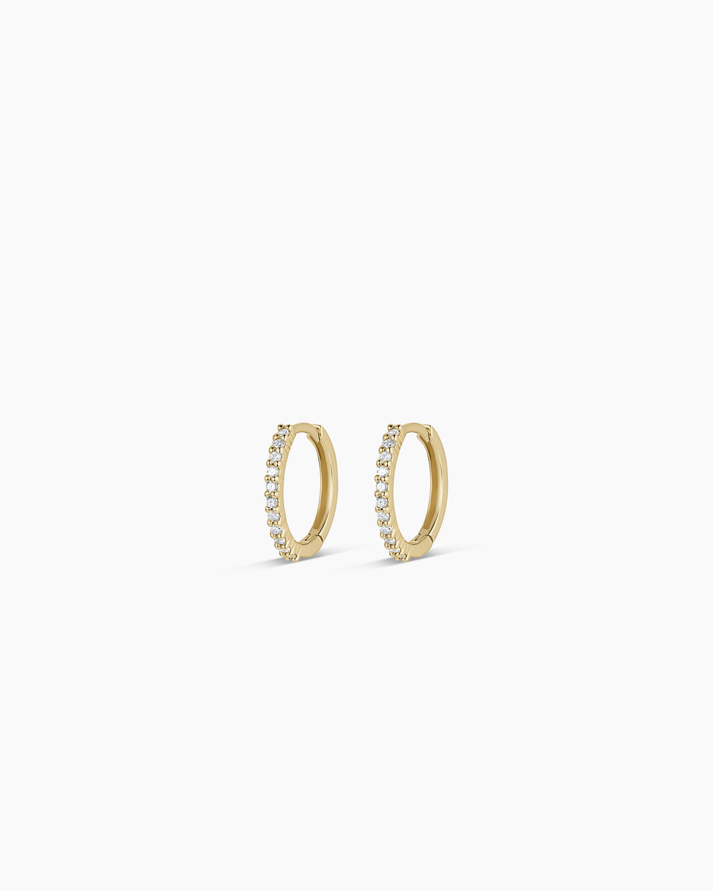 Diamond Pave 11 mm Huggie || option::14K Solid Gold, 11mm
