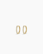 Diamond Pave 11 mm Huggie || option::14K Solid Gold, 11mm