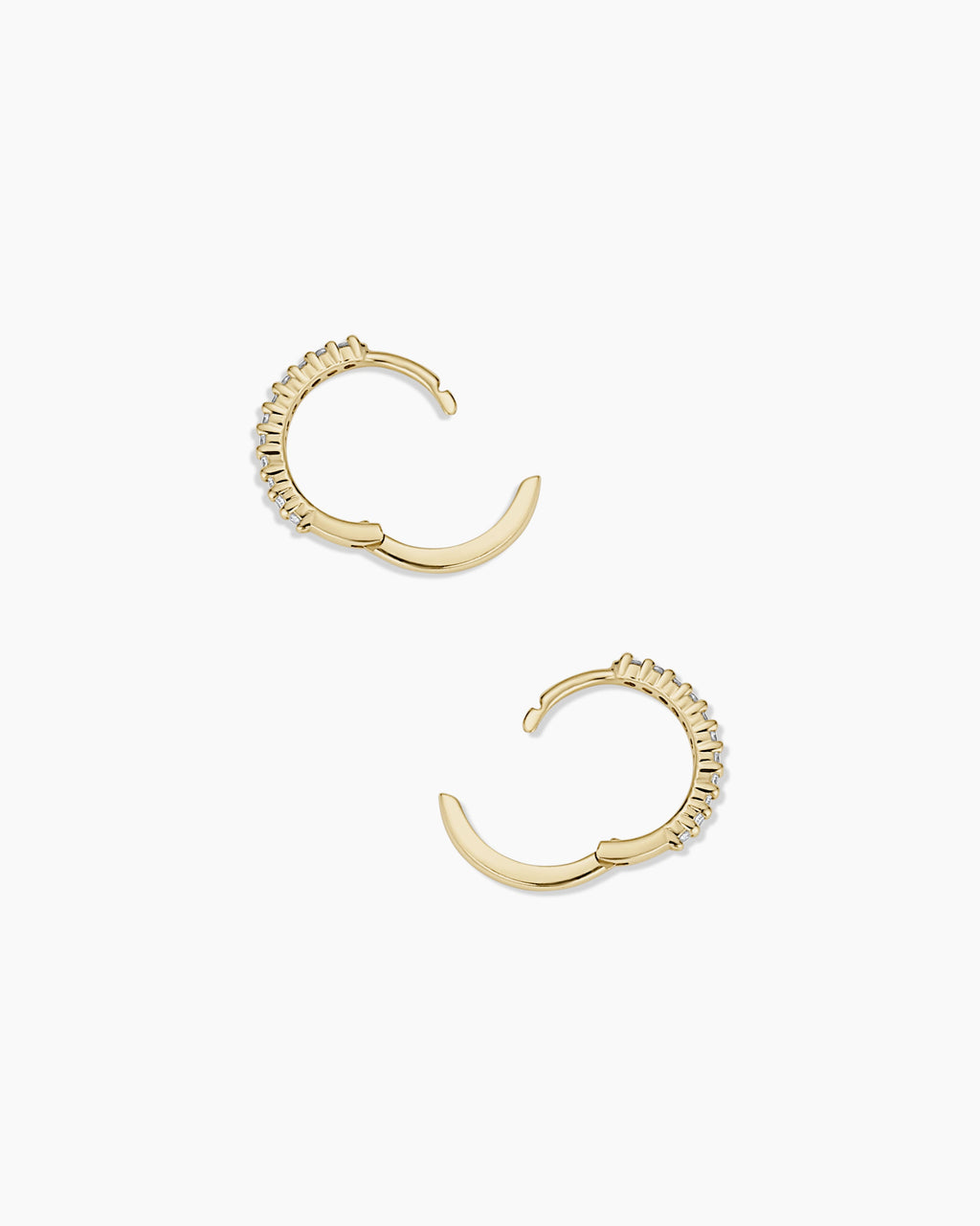 Diamond Pave 11 mm Huggie || option::14K Solid Gold, 11mm