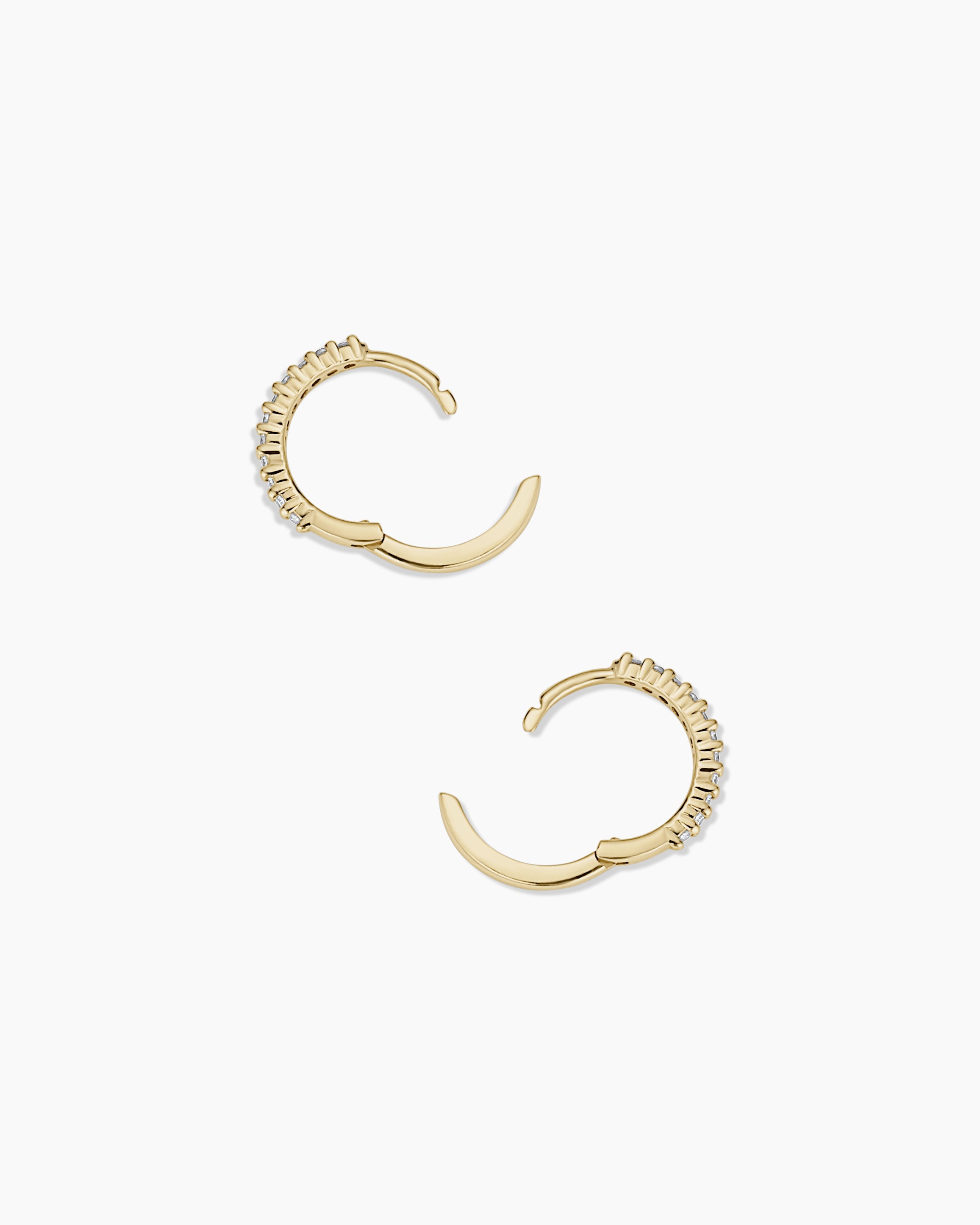 Diamond Pave 11 mm Huggie || option::14K Solid Gold, 11mm