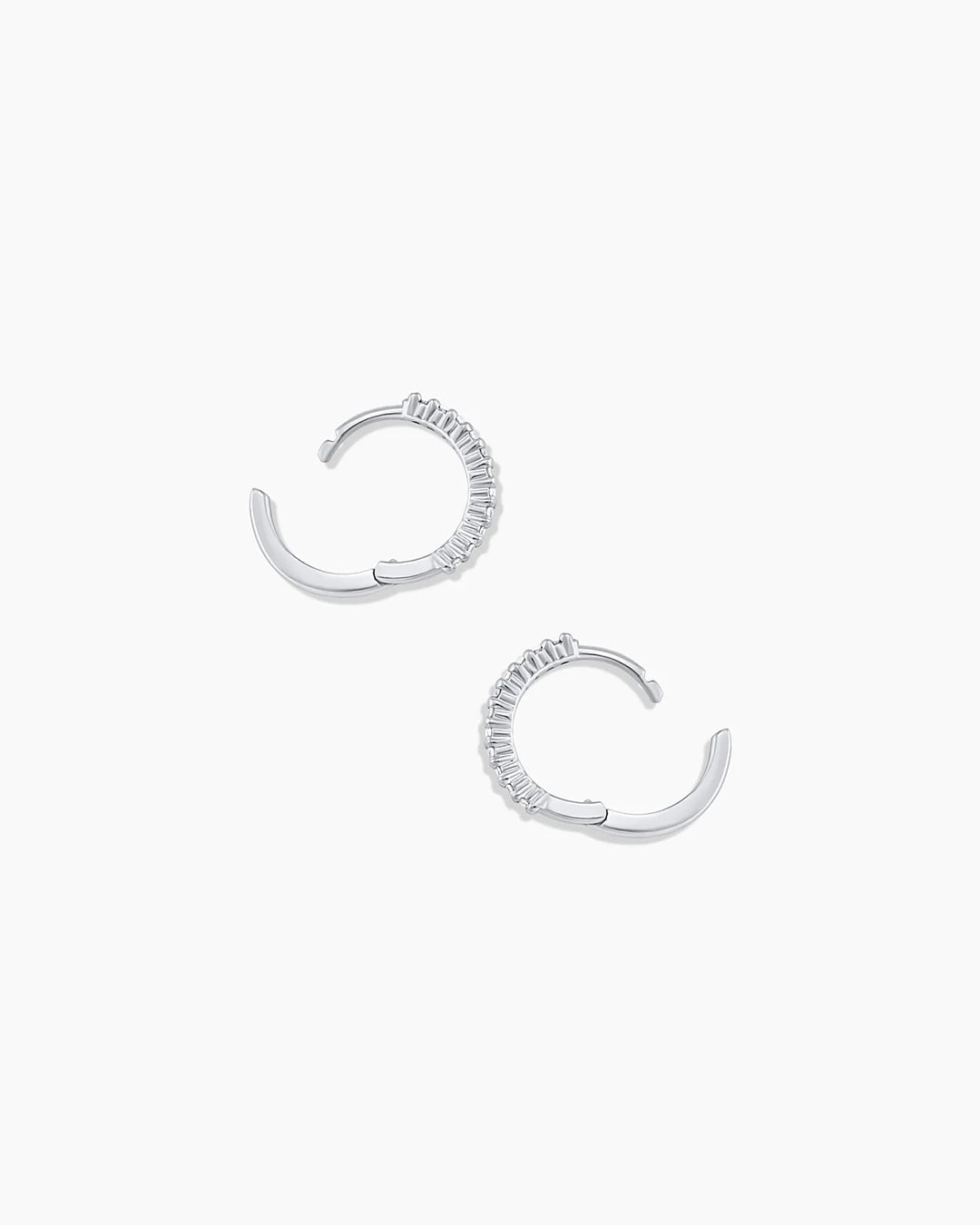 Classic Gold Huggie || option::14K Solid White Gold, 11mm