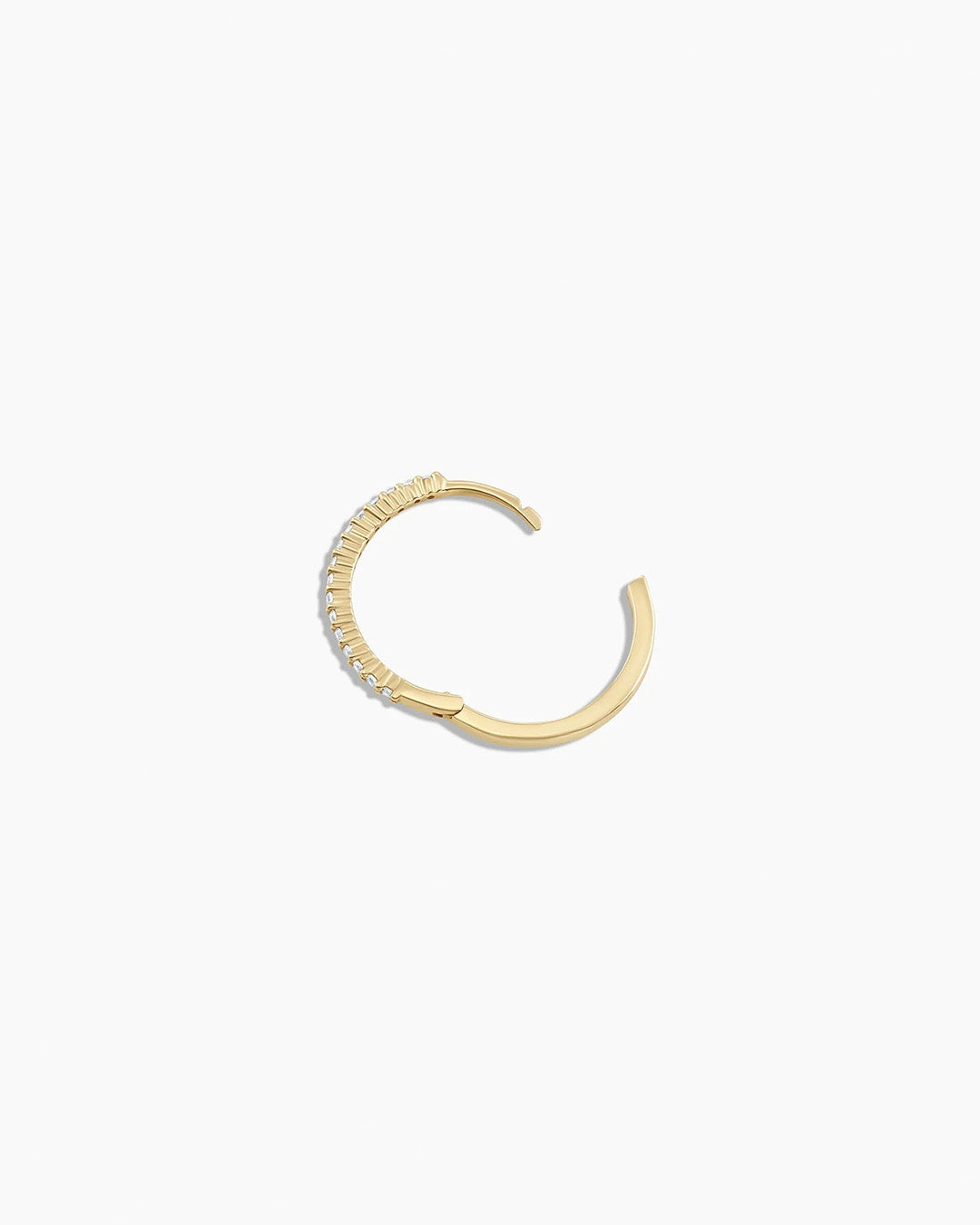 Diamond Pave 15 mm Huggie || option::14K Solid Gold, 15mm