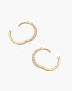 Diamond Pave 15 mm Huggie || option::14K Solid Gold, 15mm
