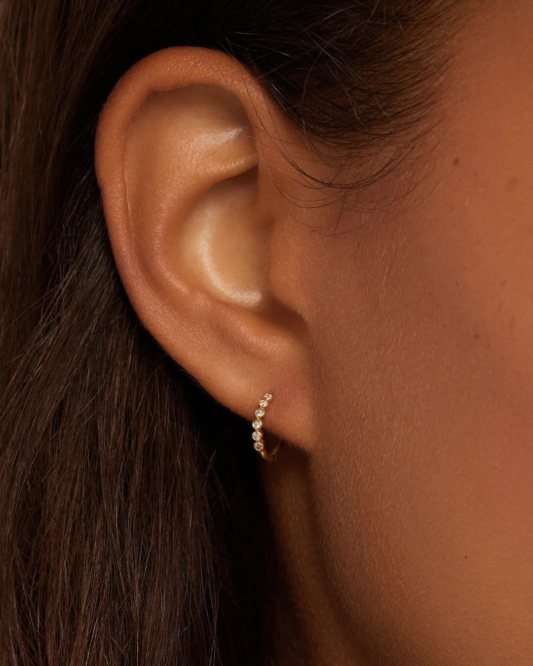Classic Diamond Huggie || option::14K Solid Gold