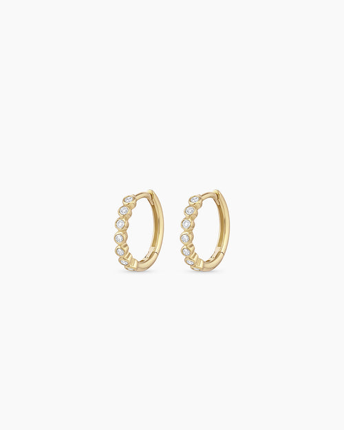 Classic Diamond Huggies || option::14K Solid Gold
