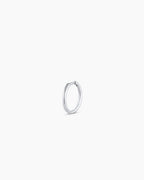 Woman wearing Classic Gold Huggie || option::14K Solid White Gold, 11mm