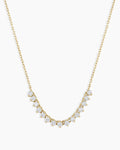 Diamond Cluster Row Necklace || option::14K Solid Gold