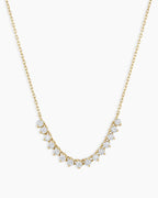 Diamond Cluster Row Necklace || option::14K Solid Gold